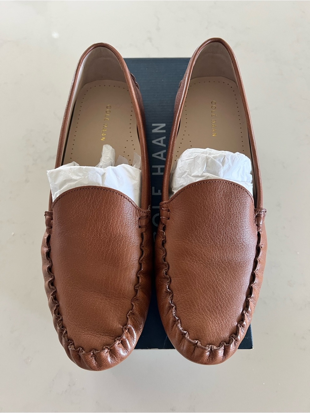 Cole Haan Women’s  Tan/Brown Leather Moccasin Slip-Ons